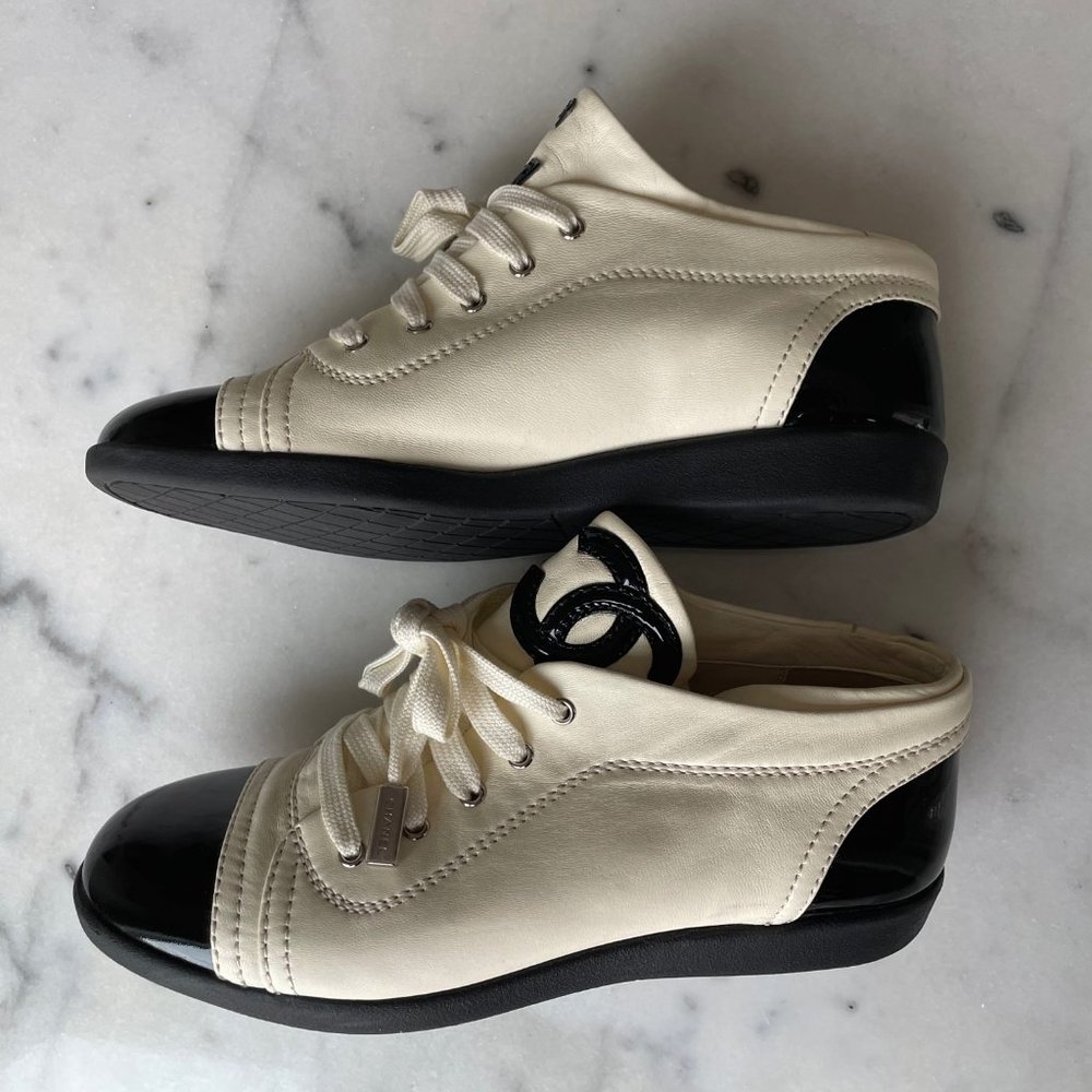 Chanel Leather Lace Up Sneakers - Picture 6 of 15